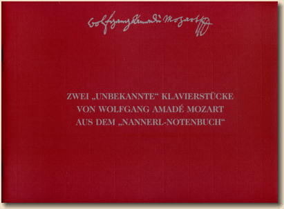 2 Unknown Keyboard Works from Nannerl's Notenbuch, cover