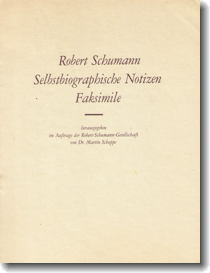 Robert Schumann. Selbstbiographische Notizen, cover