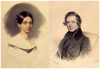 Clara &
                                  Robert Schumann portraits c.1840